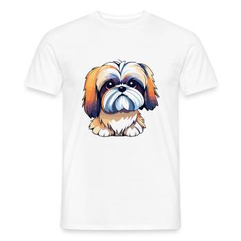 Dessin de chien Shih Tzu - T-shirt homme - blanc - Devant - AI Model Male 178 dark (178cm)