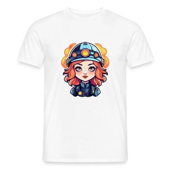 Feuerwehrfrau Zeichnung - Männer T-Shirt - Weiß - Vorne - AI Model Male 178 dark (178cm)