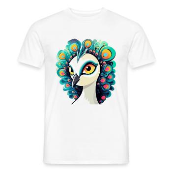 Peacock Bird Drawing - Men's T-Shirt - white - Front - AI Model Male 178 dark (178cm)