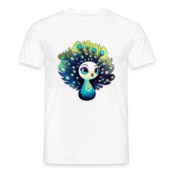 Peacock Bird Drawing - Men's T-Shirt - white - Front - AI Model Male 178 dark (178cm)
