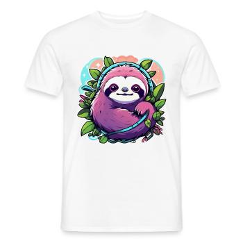 Dessin paresseux - T-shirt homme - blanc - Devant - AI Model Male 178 dark (178cm)