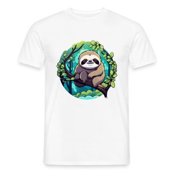 Dessin paresseux - T-shirt homme - blanc - Devant - AI Model Male 178 dark (178cm)