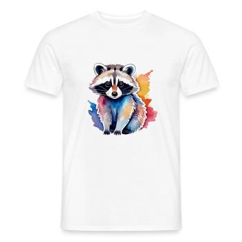 Illustration aquarelle de raton laveur - T-shirt homme - blanc - Devant - AI Model Male 178 dark (178cm)