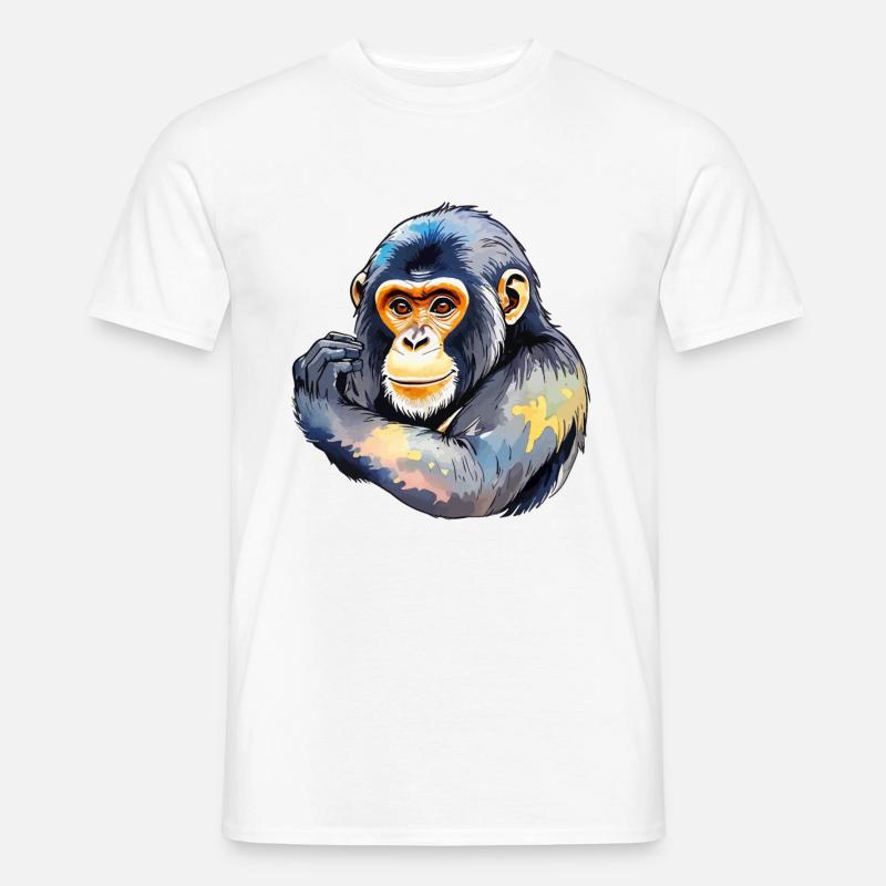 Affe Wasserfarben - Männer T-Shirt - Weiß