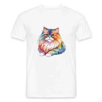 Perserkatze Wasserfarben - Männer T-Shirt - Weiß - Vorne - AI Model Male 178 dark (178cm)
