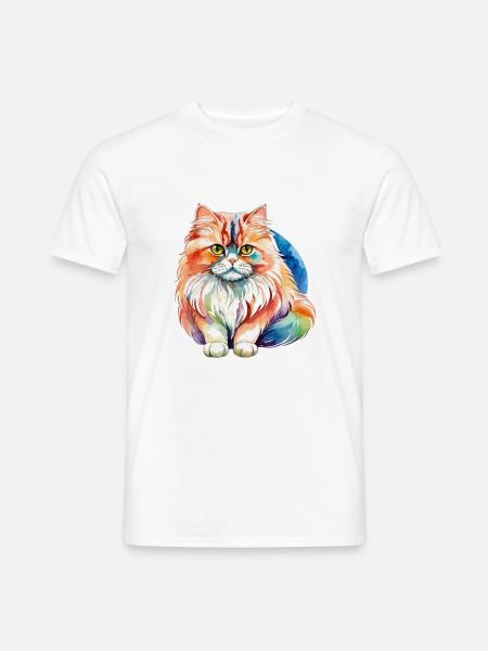 Perserkatze Wasserfarben - Männer T-Shirt - Weiß