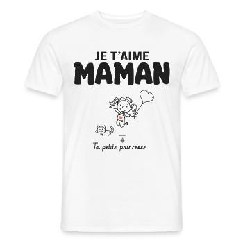 je t aime maman cadeau maman fille fête des mères - T-shirt homme - blanc - Devant - AI Model Male 178 dark (178cm)