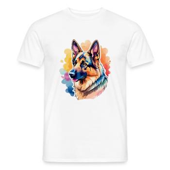 Deutscher Schäferhund Wasserfarben - Männer T-Shirt - Weiß - Vorne - AI Model Male 178 dark (178cm)