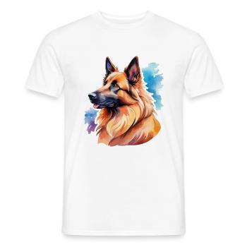 Belgian Shepherd Dog Watercolors - Men's T-Shirt - white - Front - AI Model Male 178 dark (178cm)