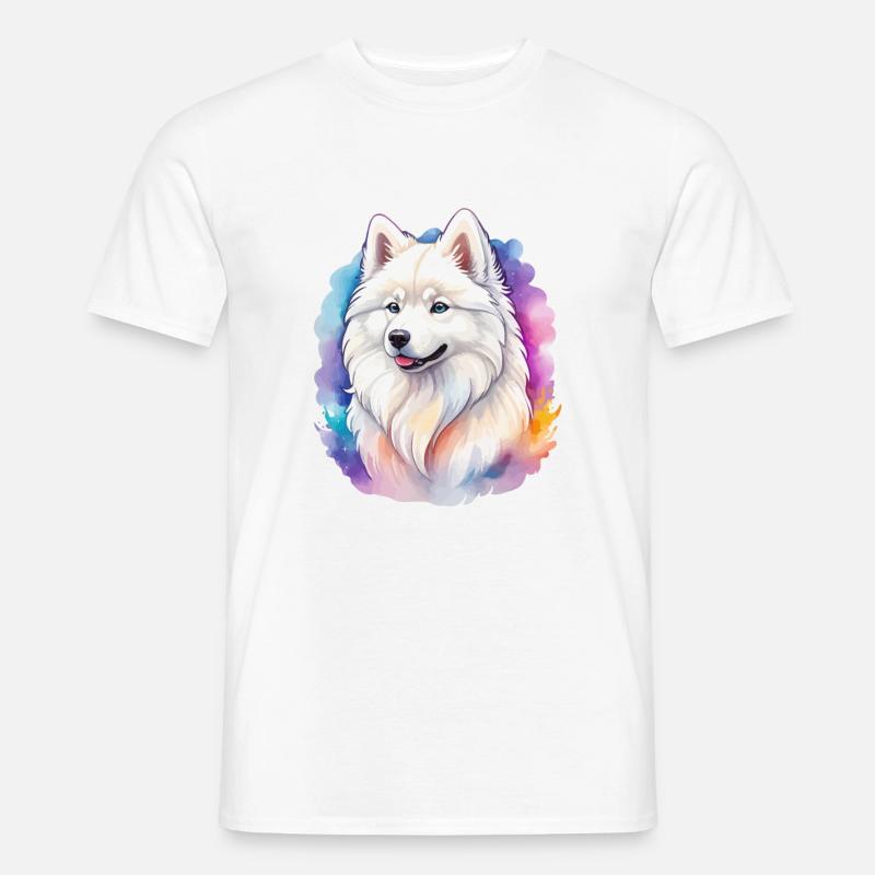Samojede Wasserfarben - Männer T-Shirt - Weiß