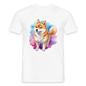 Shiba Inu Watercolors - Men's T-Shirt - white - Front - AI Model Male 178 dark (178cm)