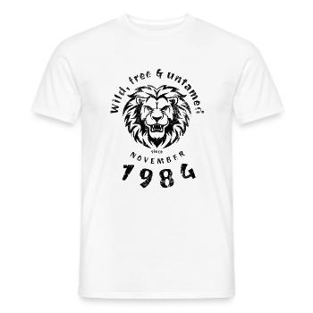 40. Geburtstag Sauvage, libre et indompté depuis 11/1984 - T-shirt homme - blanc - Devant - AI Model Male 178 dark (178cm)