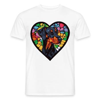 Doberman Dog Heart Dog Love - Men's T-Shirt - white - Front - AI Model Male 178 dark (178cm)