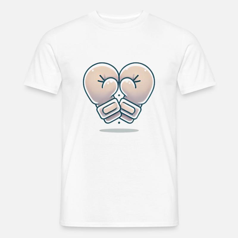 Conception de gants de boxe en forme de cœur - T-shirt homme - blanc