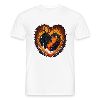 Flaming Love: Ein verspieltes Herz aus Feuer - Männer T-Shirt - Weiß - Vorne - AI Model Male 178 dark (178cm)
