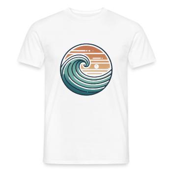 Vintage Ocean Wave Sunset Badge - Men's T-Shirt - white - Front - AI Model Male 178 dark (178cm)