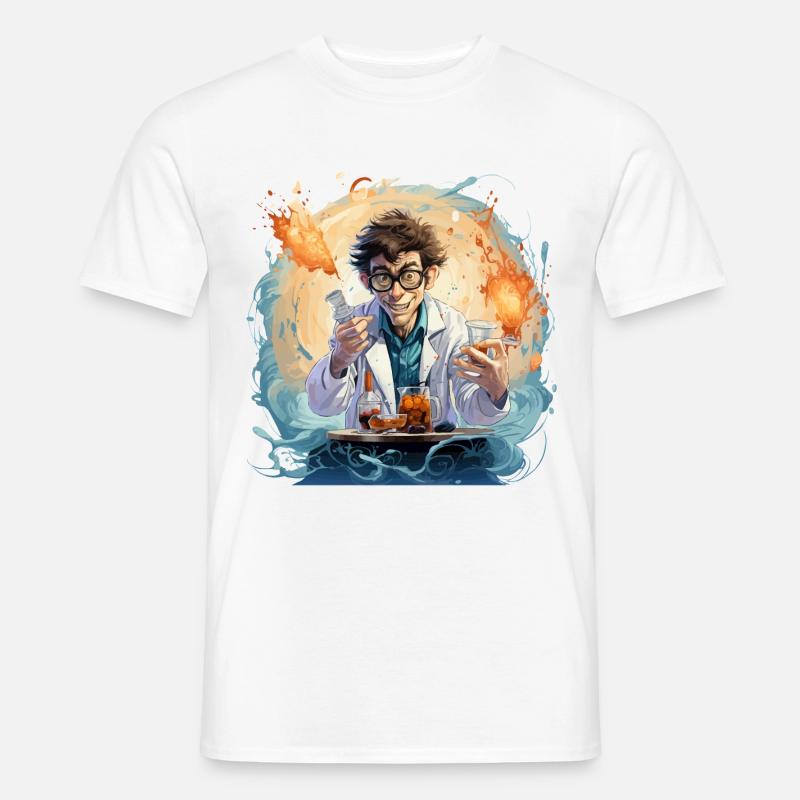 Der Koffein-Laboraffe - Männer T-Shirt - Weiß