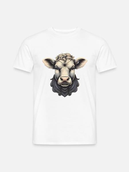 Detaillierte Kuhkopf-Illustration - Männer T-Shirt - Weiß