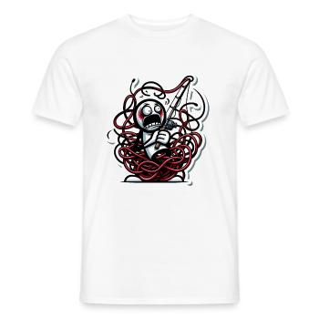 Funny Tangled Fishing Line Cartoon - Men's T-Shirt - white - Front - AI Model Male 178 dark (178cm)