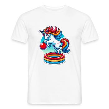 Bunter Einhorn Pool Bounce Spaß - Männer T-Shirt - Weiß - Vorne - AI Model Male 178 dark (178cm)