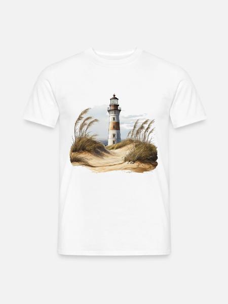 Leuchtturm hinter den Dünen - Männer T-Shirt - Weiß