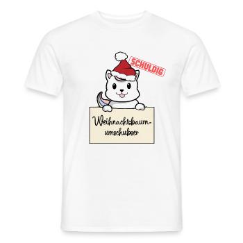 Weihnachtsbaum Umschubser Einhorn Katze - Männer T-Shirt - Weiß - Vorne - AI Model Male 178 dark (178cm)
