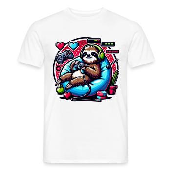 Chillender Gaming-Faultier Fan - Männer T-Shirt - Weiß - Vorne - AI Model Male 178 dark (178cm)
