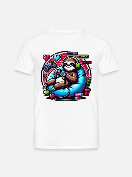 Chillender Gaming-Faultier Fan - Männer T-Shirt - 