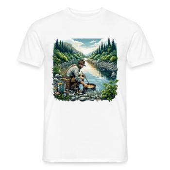 Chercheurs d’or au bord de la rivière au coucher du soleil - T-shirt homme - blanc - Devant - AI Model Male 178 dark (178cm)