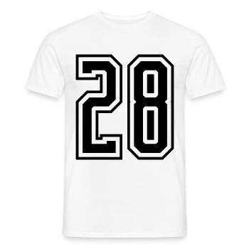 28 Zahl nummer - Männer T-Shirt - Weiß - Vorne - AI Model Male 178 dark (178cm)