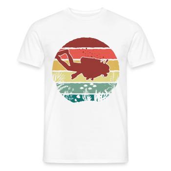 Retro Graphic Snorkeler Scuba Diver Diving Snorkel - Männer T-Shirt - Weiß - Vorne - AI Model Male 178 dark (178cm)