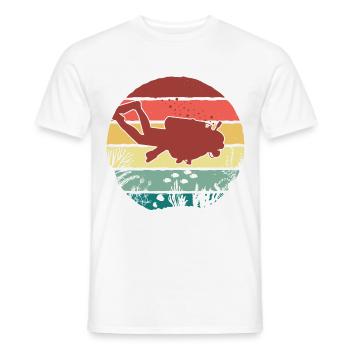 Retro Graphic Snorkeler Scuba Diver Diving Snorkel - Männer T-Shirt - Weiß - Vorne - AI Model Male 178 dark (178cm)