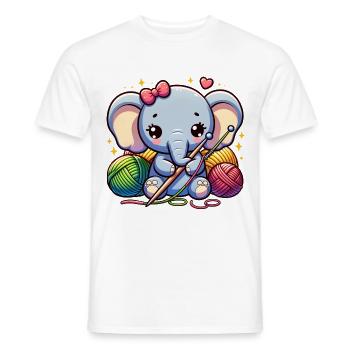 Elefant strickt kuschelige Elefantenbekleidung Kunst - Männer T-Shirt - Weiß - Vorne - AI Model Male 178 dark (178cm)