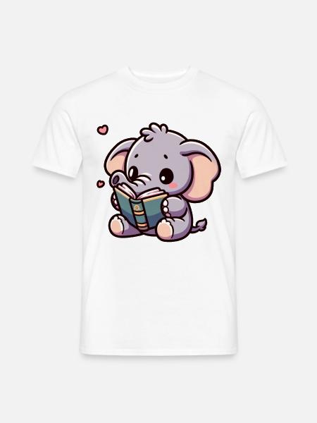 Elefant liest Elefanten-Märchenstunde Strampler - Männer T-Shirt - Weiß