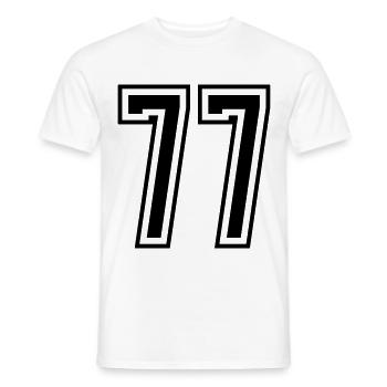 77 Number number - Men's T-Shirt - white - Front - AI Model Male 178 dark (178cm)