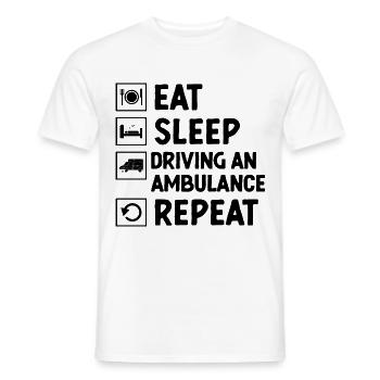 Manger Dormir Conduire Une ambulance Répéter EMS Driver P - T-shirt homme - blanc - Devant - AI Model Male 178 dark (178cm)