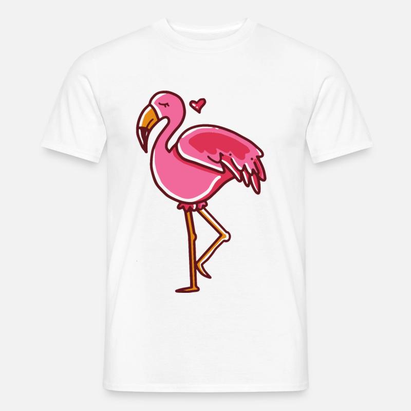 Flamingo Herz rosa Geschenk - Männer T-Shirt - Weiß