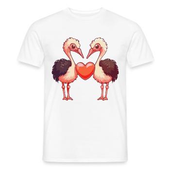Ostrich Couple Love Couple In Love - Men's T-Shirt - white - Front - AI Model Male 178 dark (178cm)