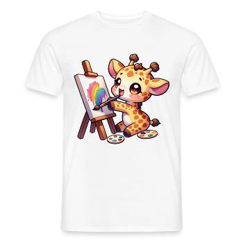 Girafe Peinture Chemise Enfant Artiste à col long - T-shirt homme - blanc - Devant - AI Model Male 178 dark (178cm)