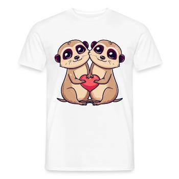 Meerkat Couple Love Couple In Love - Men's T-Shirt - white - Front - AI Model Male 178 dark (178cm)