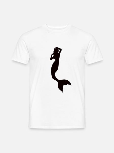 Meerjungfrau Silhouette Fabelwesen Geschichte - Männer T-Shirt - Weiß