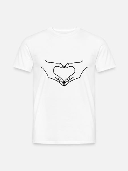 Herz mit Händen - Männer T-Shirt - Weiß