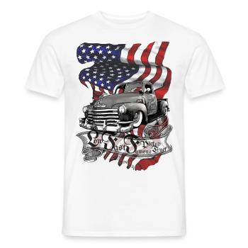 Nettoyer à l'huile odorante V8 US Pickup plus rapide - T-shirt homme - blanc - Devant - AI Model Male 178 dark (178cm)