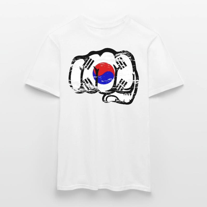 Drapeau de la Corée du Sud Main Poing Utilisé T-shirt homme
