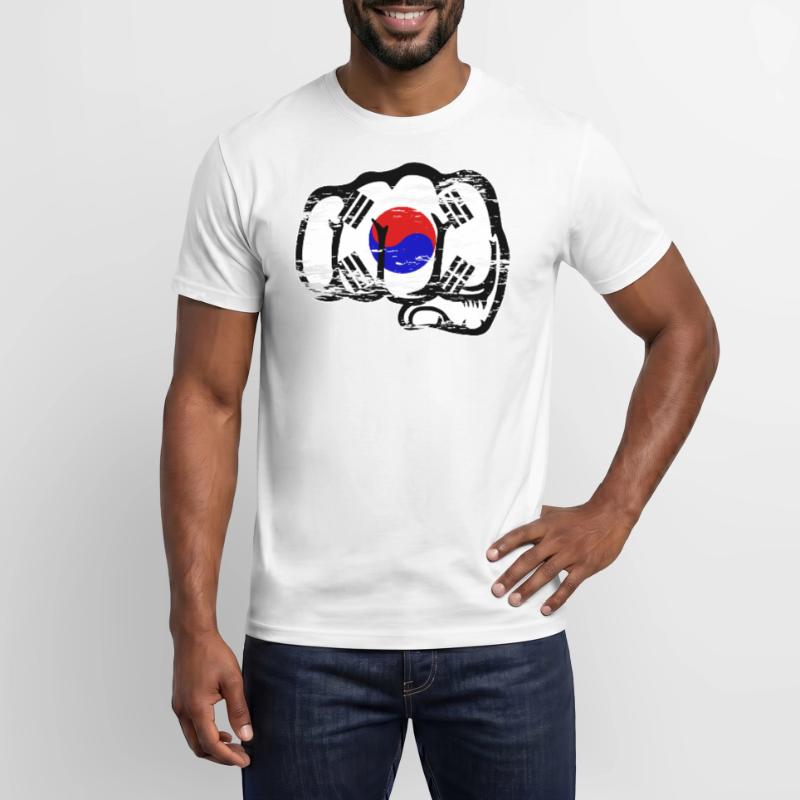 Drapeau de la Corée du Sud Main Poing Utilisé T-shirt homme