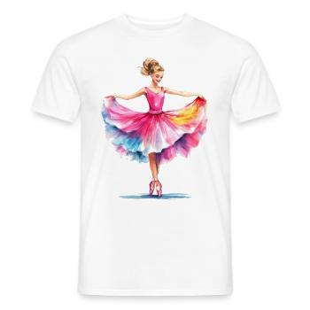 Balletdanser i lyserød lyserød kjole - Mænd T-shirt - hvid - Foran - AI Model Male 178 dark (178cm)