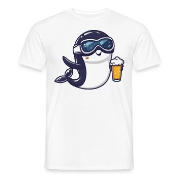 Whale Après Ski Beer Comic - Men's T-Shirt - white - Front - AI Model Male 178 dark (178cm)
