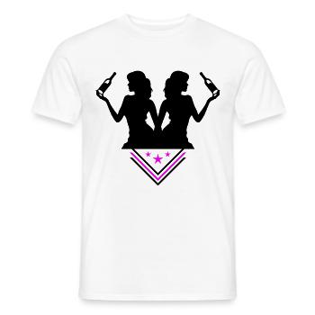 Party Woman Drunk Celebrating Bottle - Men's T-Shirt - white - Front - AI Model Male 178 dark (178cm)