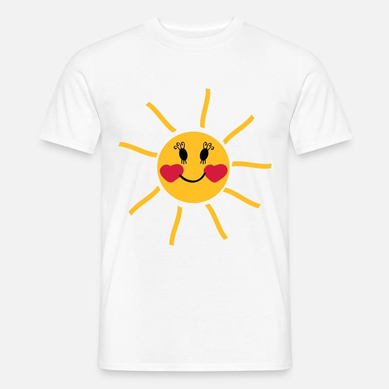 lachende Sonne mit Wangen in Herzform - Männer T-Shirt - Weiß