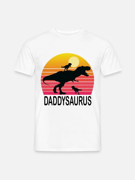 Daddysaurus Dinosaurier Dino Vater Dad Papa Shirt - Männer T-Shirt - Weiß